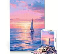 Puzzle da 1000 pezzi "Barca sul mare" in pixel art per adolescenti, stimolante per il pensiero creativo e la consapevolezza, ideale per evadere dalla realtà, con incastri precisi e unici (50x75cm)