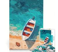 Puzzle da 1000 pezzi "Barca sulla spiaggia", arte digitale, gioco rompicapo, sfida impegnativa, ideale come regalo per tutta la famiglia 38x52cm