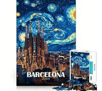 Puzzle da 1000 pezzi Barcellona Spagna Sagrada Familia Notte Arte Taglio preciso Gioco di logica Gioco di relax Regalo di Natale artistico (38x52cm)