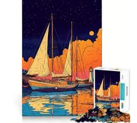 Puzzle da 1000 pezzi "Barche a vela al tramonto" per ragazzi, gioco di logica stimolante, momento di serenità, bordi trasparenti, regalo creativo (38x52cm)