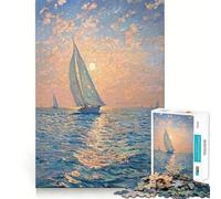 Puzzle da 1000 pezzi "Barche a vela al tramonto" per ragazzi Gioco di puzzle divertente e stimolante da creare insieme Pezzo da collezione con tagli netti (38x26cm)