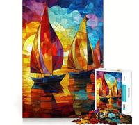 Puzzle da 1000 pezzi "Barche a vela al tramonto" per ragazzi, ideale per rafforzare la memoria, creare un'atmosfera rilassante e divertente, con bordi di qualità e un regalo perfetto (38x26cm)