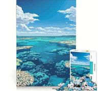 Puzzle da 1000 pezzi "Barriera corallina sotto un cielo blu", gioco rompicapo, allena la mente e la manualità, ideale come decorazione da scrivania 50x75cm