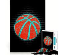 Puzzle da 1000 pezzi Basket,sport al neon,decorazione con bordi precisi,gioco di logica,divertimento facile,regalo di compleanno (38x52cm)
