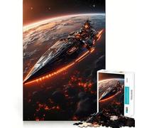 Puzzle da 1000 pezzi Battlecruiser Descent,un'astronave futuristica su un pianeta in fiamme,gioco di taglio senza soluzione di continuità,gioco mentale,regalo,gioco casual,decorazione