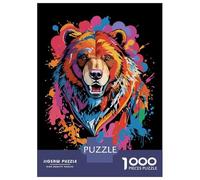 Puzzle Da 1000 Pezzi Bear Head Graffiti Style Puzzle Per Adulti Gioco Rompicapo Difficile Unico Compleanno E Regali 70x50cm/1000pcs