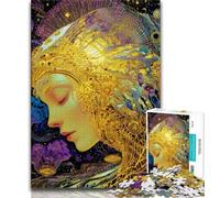 Puzzle da 1000 pezzi "Beautiful Golden Girl" per adolescenti, antistress per ammazzare il tempo durante le vacanze, con poster abbinato e foglio di quiz, 50x75cm