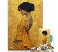 Puzzle da 1000 pezzi "Beautiful Golden Girl" per adolescenti, antistress per ammazzare il tempo durante le vacanze, con poster abbinato e foglio di quiz (75x50cm)