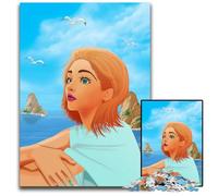 Puzzle da 1000 pezzi "Bellezza nella brezza dell'oceano" puzzle in legno per adulti gioco rompicapo per adolescenti regalo perfetto per le feste 1000 pezzi (38x26 cm)
