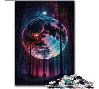 Puzzle da 1000 pezzi "Bellissima foresta con luna piena" in legno,divertente regalo e attività per la casa,50x75cm,sviluppa le capacità di coordinazione occhio-mano,perfetto come regalo di compleanno