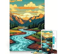 Puzzle da 1000 pezzi Bellissima valle e montagna,decorazione con bordi precisi,gioco per allenare la mente,divertente e facile da usare,regalo di compleanno (38x52cm)