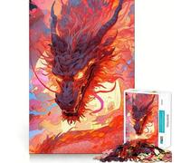 Puzzle da 1000 pezzi Bellissimo drago cinese con bordi ben definiti,gioco di logica e allenamento mentale,facile e divertente,regalo di compleanno (50x75cm)