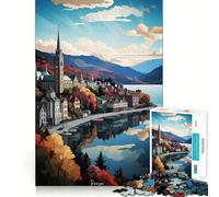Puzzle da 1000 pezzi Bergen,dipinto ad olio,gioco di logica con incastri precisi,gioco rilassante,regalo di Natale (38x26cm)