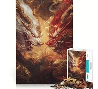 Puzzle da 1000 pezzi "Bestie mitologiche che si scontrano tra fiamme dorate" per adolescenti ideale per rafforzare la memoria perfetto per il tempo libero a casa con bordi netti e un regalo prezioso