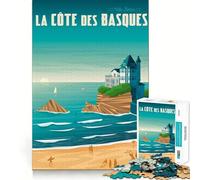 Puzzle da 1000 pezzi Biarritz Travel Poster Clean Fit Decor Smart Mind Activity Cozy Time Play Christmas Fun Gift (38x52cm)