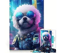 Puzzle da 1000 pezzi Bichon Frise Cyberpunk Taglio preciso Gioco divertente per pensare Gioco divertente Divertimento a tempo lento Decorazione natalizia per la casa (50x75cm)