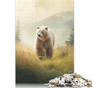 Puzzle da 1000 pezzi "Big Bear in Meadow", puzzle per adulti in legno, difficili da completare ma divertenti e umoristici, 1000 pezzi (75x50 cm).