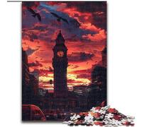 Puzzle da 1000 pezzi Big Ben al sole della sera in legno, rompicapo ad alta difficoltà per adolescenti, 50x75cm, Natale o compleanni