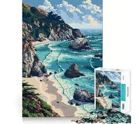 Puzzle da 1000 pezzi Big Sur California Pixel Tight Fit Piece Cognitive Play Gift Cozy Fun Time Xmas Scene Art (50x75cm)