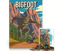 Puzzle da 1000 pezzi Bigfoot Criptide Criptozoologia Attacco alla luce del giorno Bordo liscio Gioco di abilità mentale Divertimento Cozy Time Gioco Compleanno Hobby Regalo (38x26cm)