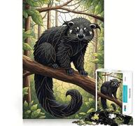 Puzzle da 1000 pezzi Binturong nella foresta,stile vetrata,taglio senza soluzione di continuità,gioco di logica,regalo,gioco casual,decorazione natalizia per la casa (38x26cm)