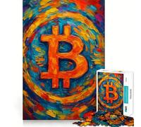 Puzzle da 1000 pezzi Bitcoin BTC con dipinto astratto dai bordi perfetti Gioco intelligente,sfida,divertimento,gioco lento,regalo di compleanno (38x26cm)