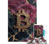 Puzzle da 1000 pezzi Bitcoin dorato su sfondo marmorizzato Puzzle per adulti antistress per stimolare l'analisi e la logica Ideale come regalo per tutta la famiglia (Dimensioni 38x52cm)