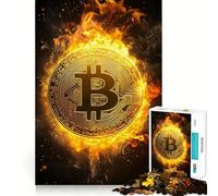 Puzzle da 1000 pezzi Bitcoin Fire Tight Fit Piece Cognitive Play Gift Cozy Fun Time Xmas Scene Art (38x26cm)