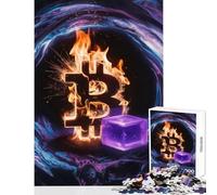 Puzzle da 1000 pezzi Bitcoin On Fire Decorazione per la casa Giocattoli Ottimo regalo per giochi Gioco educativo Migliora l'amore tra coppie Dimensioni 38x26cm