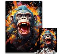 Puzzle da 1000 pezzi, bizzarro e colorato, a forma di scimmia, gioco di sfida per adolescenti e famiglie, 26X38CM/10,23x14,96 pollici.