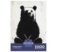 Puzzle Da 1000 Pezzi Black And White Bear Illustration Puzzle Per Adulti Gioco Rompicapo Decorazione Perfetta Regali Unici Per Compleanno E Natale 70x50cm/1000pcs