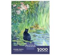 Puzzle Da 1000 Pezzi - Black Cat by The Pond Puzzle Per Adolescenti Gioco Rompicapo Antistress Offerta Regalo Per Tutta La Famiglia 52x38cm/1000pcs
