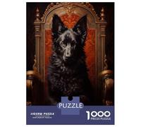 Puzzle Da 1000 Pezzi Black German Shepherd Dog on Throne Puzzle Per Adulti Gioco Rompicapo Migliora La Memoria Regali Unici Per Compleanno E Natale 38x26cm/1000pcs