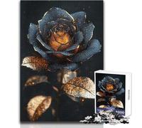 Puzzle da 1000 pezzi Black Golden Rose per adolescenti, gioco di pensiero logico interattivo, ideale come regalo per occasioni memorabili, dimensioni 38x52cm