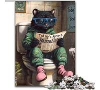 Puzzle da 1000 pezzi "Black Leopard Go Toilette", puzzle impossibile per adulti, dimensioni 50x75cm, regalo fai da te per la casa, rompicapo per adulti.