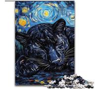 Puzzle da 1000 pezzi "Black Leopard Night Sky" in cartone, regalo perfetto per la festa della mamma, compleanni e Natale, dimensioni 38x26cm