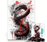 Puzzle da 1000 pezzi Black Mamba Ink Painting Sharp Joint Play,gioco di costruzione che favorisce la concentrazione,gioco tranquillo,divertimento assicurato per il compleanno 38x52cm