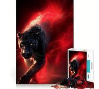 Puzzle da 1000 pezzi Black Panther con aura di energia rossa,disegno ritagliato con precisione,sfida intelligente e divertente,gioco di svago,regalo di Natale 50x75cm
