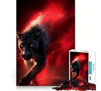Puzzle da 1000 pezzi Black Panther con aura di energia rossa Gioco di precisione,stimola la mente,ideale per momenti di relax e come decorazione natalizia 38x26cm