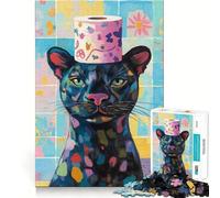 Puzzle da 1000 pezzi Black Panther con cappello di carta igienica Gioco di incastro preciso,stimola la logica,ideale per il tempo libero e come regalo di compleanno 38x26cm
