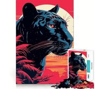 Puzzle da 1000 pezzi Black Panther con stampa Risograph,giunture precise,gioco divertente per allenare la mente,gioco rilassante,decorazione natalizia da parete 38x26cm