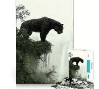 Puzzle da 1000 pezzi Black Panther sulla scogliera affilata,gioco di squadra,divertimento per allenare la mente,gioco rilassante,decorazione natalizia da parete 38x52cm