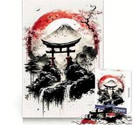 Puzzle da 1000 pezzi Black White Japan Traditi per adolescenti, stimolante per la mente, per un relax consapevole, con bordi lisci, elegante regalo di Natale (38x52cm)