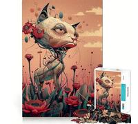 Puzzle da 1000 pezzi Bloomy Robotic Cat con bordi senza soluzione di continuità,gioco di logica divertente,tempo libero spensierato,regalo artistico di Natale 38x52cm