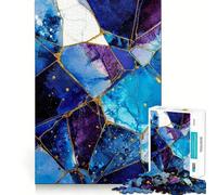 Puzzle da 1000 pezzi blu e oro con arte astratta Kintsugi,taglio preciso,gioco stimolante per la mente,facile da giocare,regalo di compleanno 50x75cm
