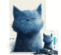 Puzzle da 1000 pezzi Blue Bliss Kitty,gioco di precisione,divertente e creativo,gioco rilassante,regalo di Natale per la tranquillità 38x52cm