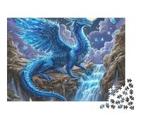 Puzzle da 1000 pezzi Blue Dragon Fantasy, Blue Phoenix vicino a una cascata, gioco educativo per adulti, decorazione per la casa, difficile, stimolante, ideale per compleanni, 52x38 cm.