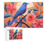 Puzzle da 1000 pezzi Bluebird sul ramo puzzle personalizzato in legno per adulti foto puzzle arte appeso alla parete decorazione per compleanno, matrimonio, San Valentino, anniversario