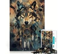 Puzzle da 1000 pezzi Boho Lupo Acchiappasogni Taglio preciso Gioco di logica,gioco di relax,decorazione natalizia per la casa 50x75cm