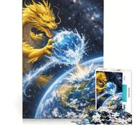 Puzzle da 1000 pezzi "Bomba d'acqua del drago giallo" gioco rompicapo sfida impegnativa ideale come regalo per tutta la famiglia 38x26cm